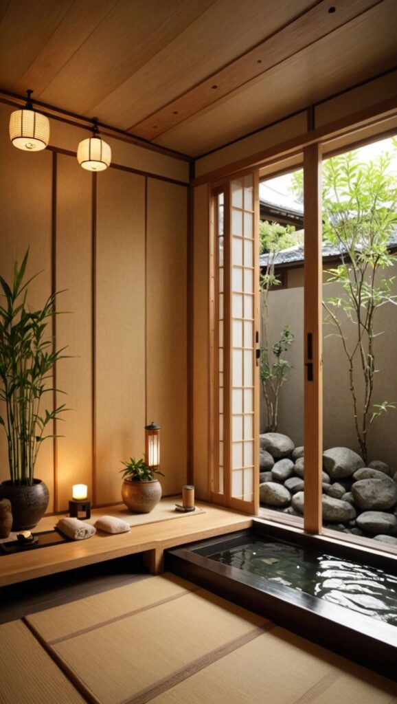 traditional japanese bathroom designs natural material