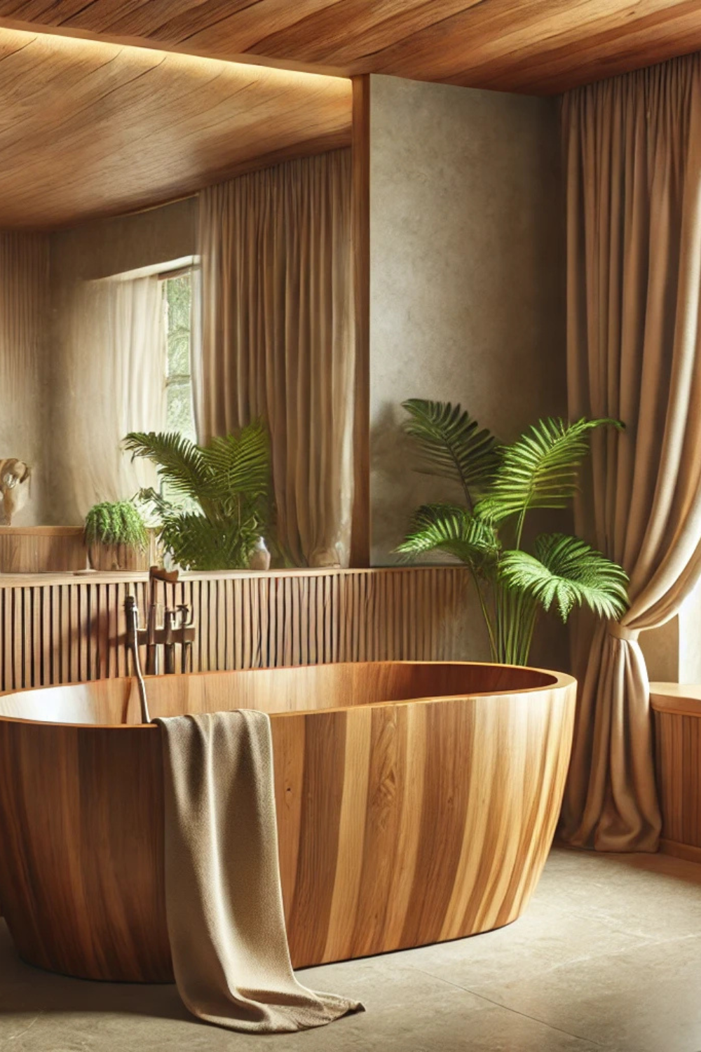 Opt for a Freestanding Wooden Tub