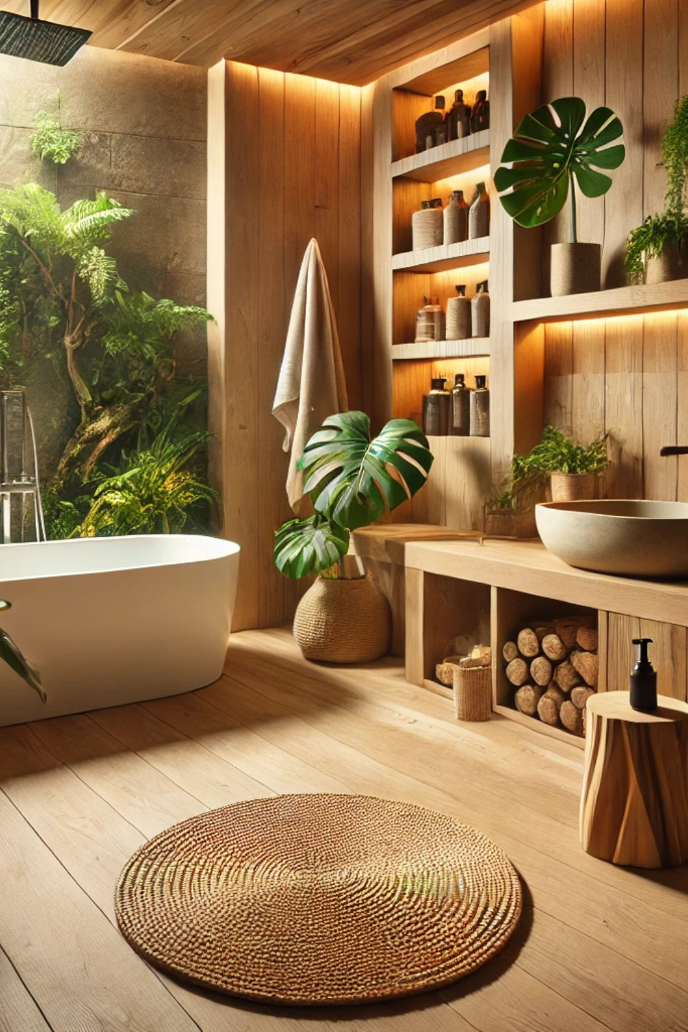 Incorporate a Wooden Bath Mat