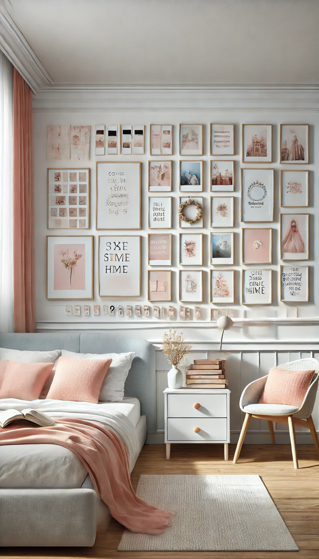 elegant DIY bedroom with a stylish wall collage