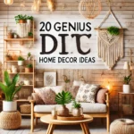 A stylish and cozy DIY home decor setup featuring a beautifully arranged living room