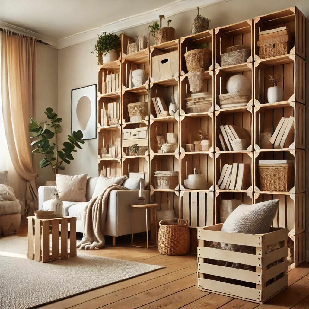 Upcycled Wooden Crates for Modular Storage