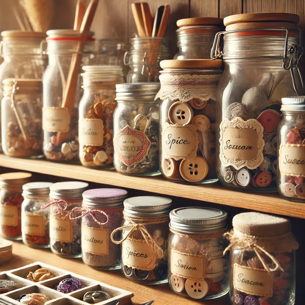 Repurposed Mason Jars for Small Item Storage