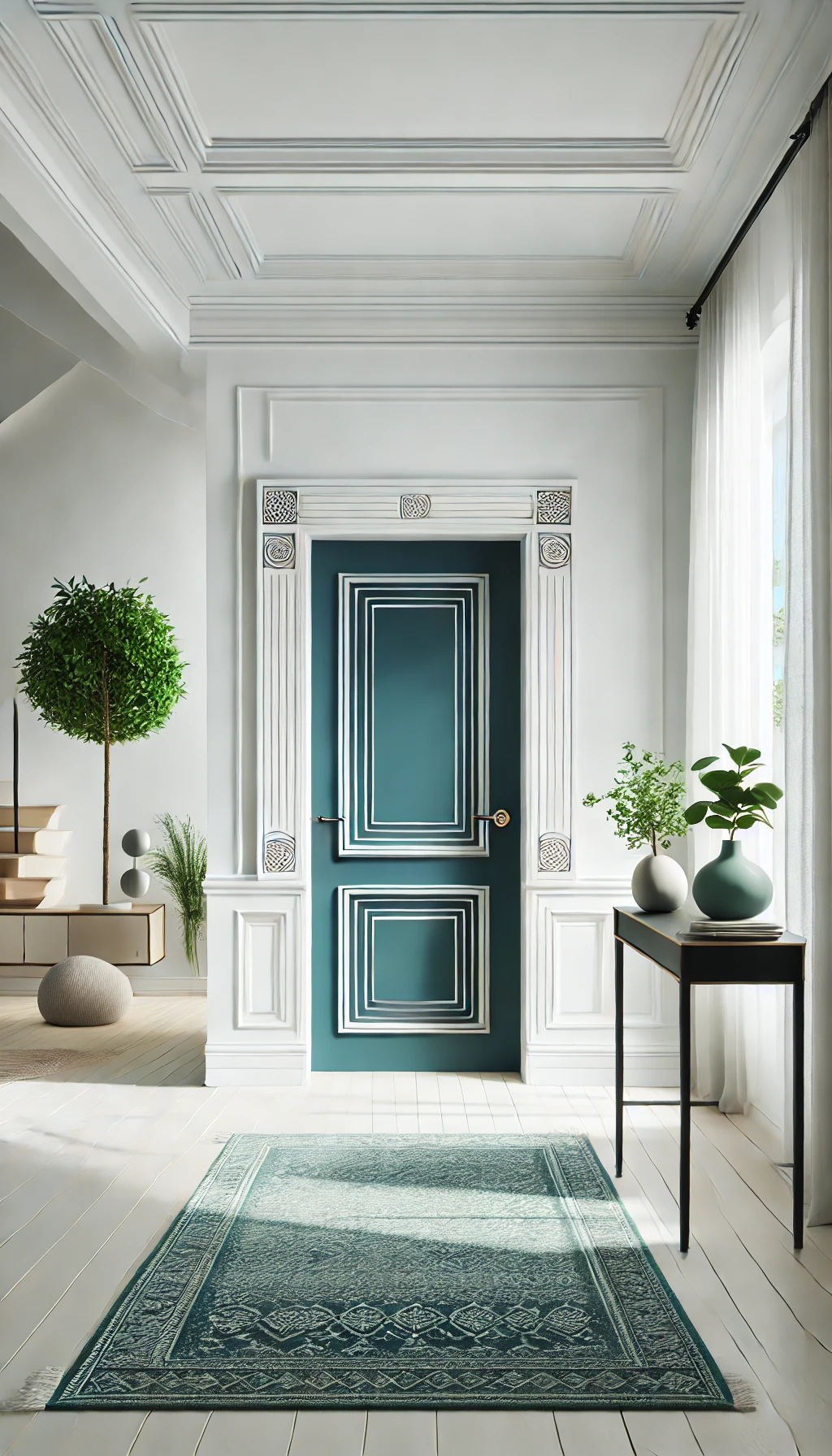 A DIY door transformation in a stylish home interior. 