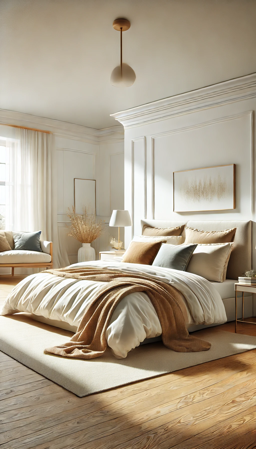 cozy bedroom featuring a luxurious bed with upgraded bedding.
