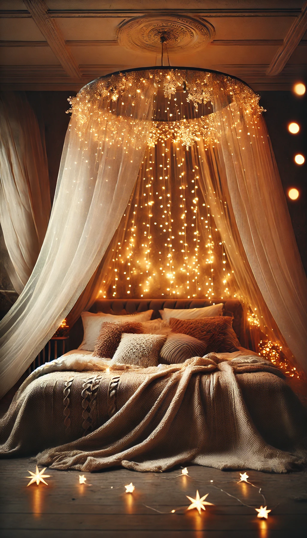 Fairy Light Canopy for a Cozy Atmosphere