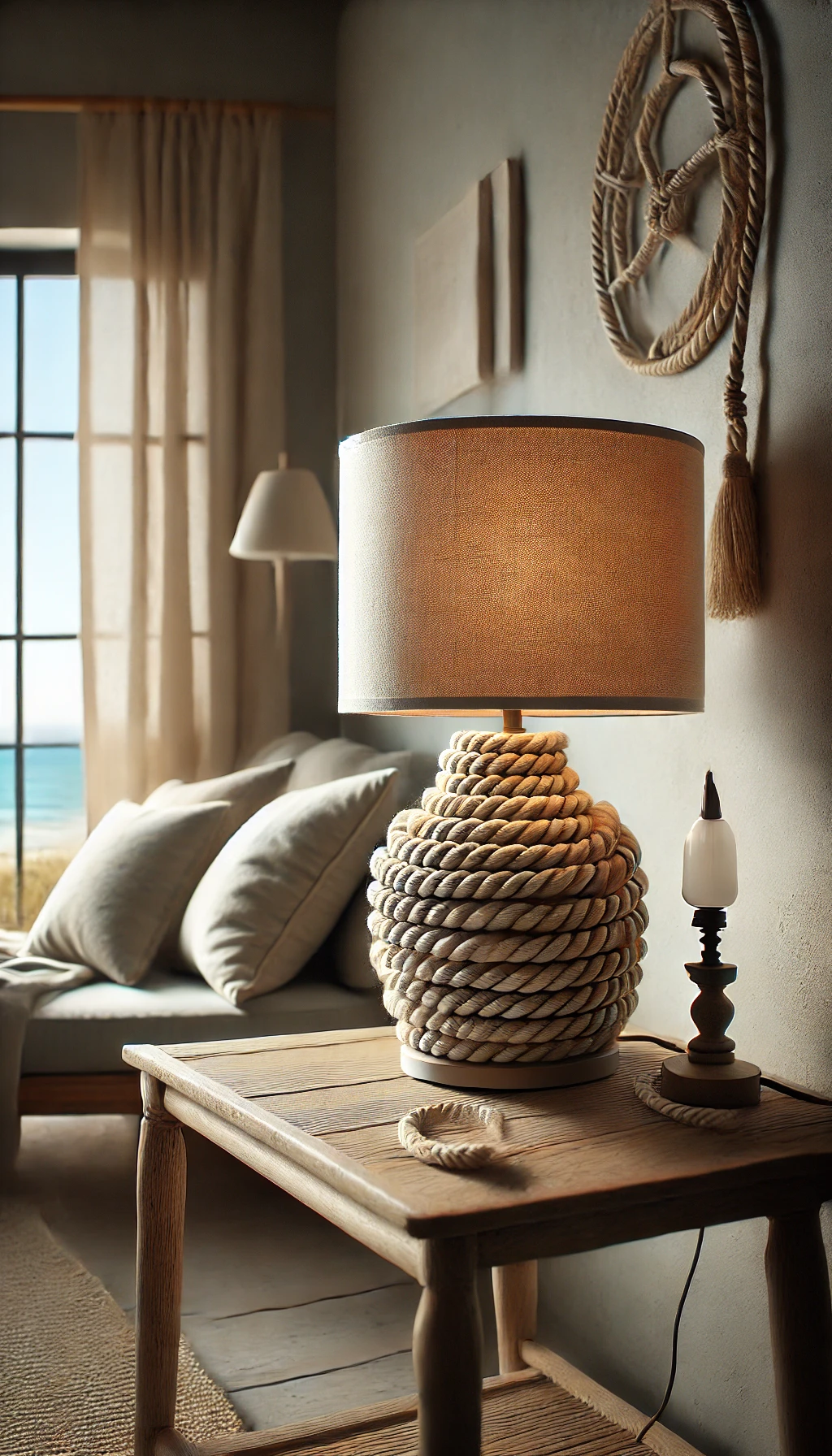Rope-Wrapped Lamp for a Coastal Vibe ️