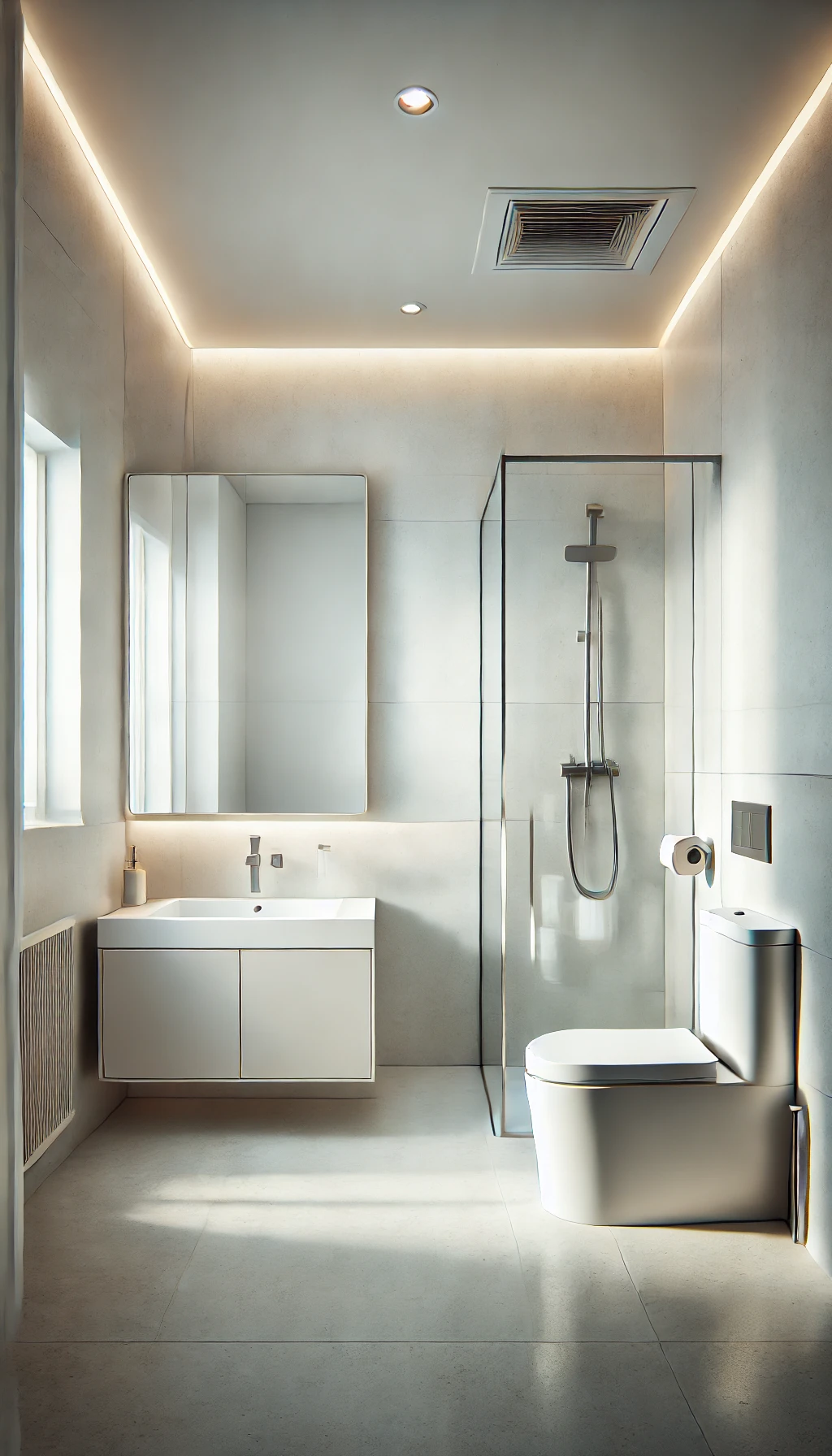 Minimalist Fixtures and Hardware dalam Small Bathroom Design