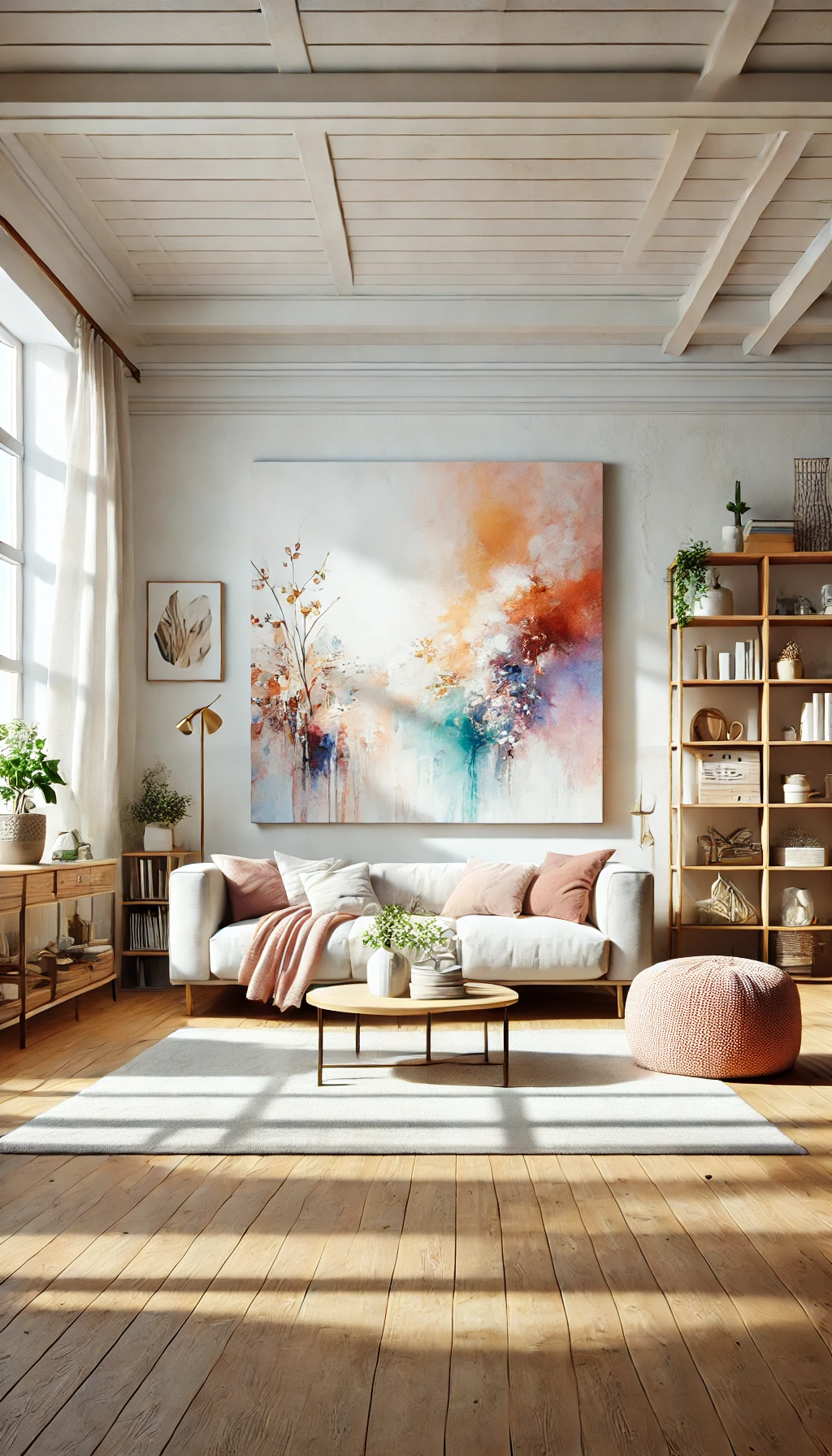 interior design featuring a DIY canvas painting on a white background