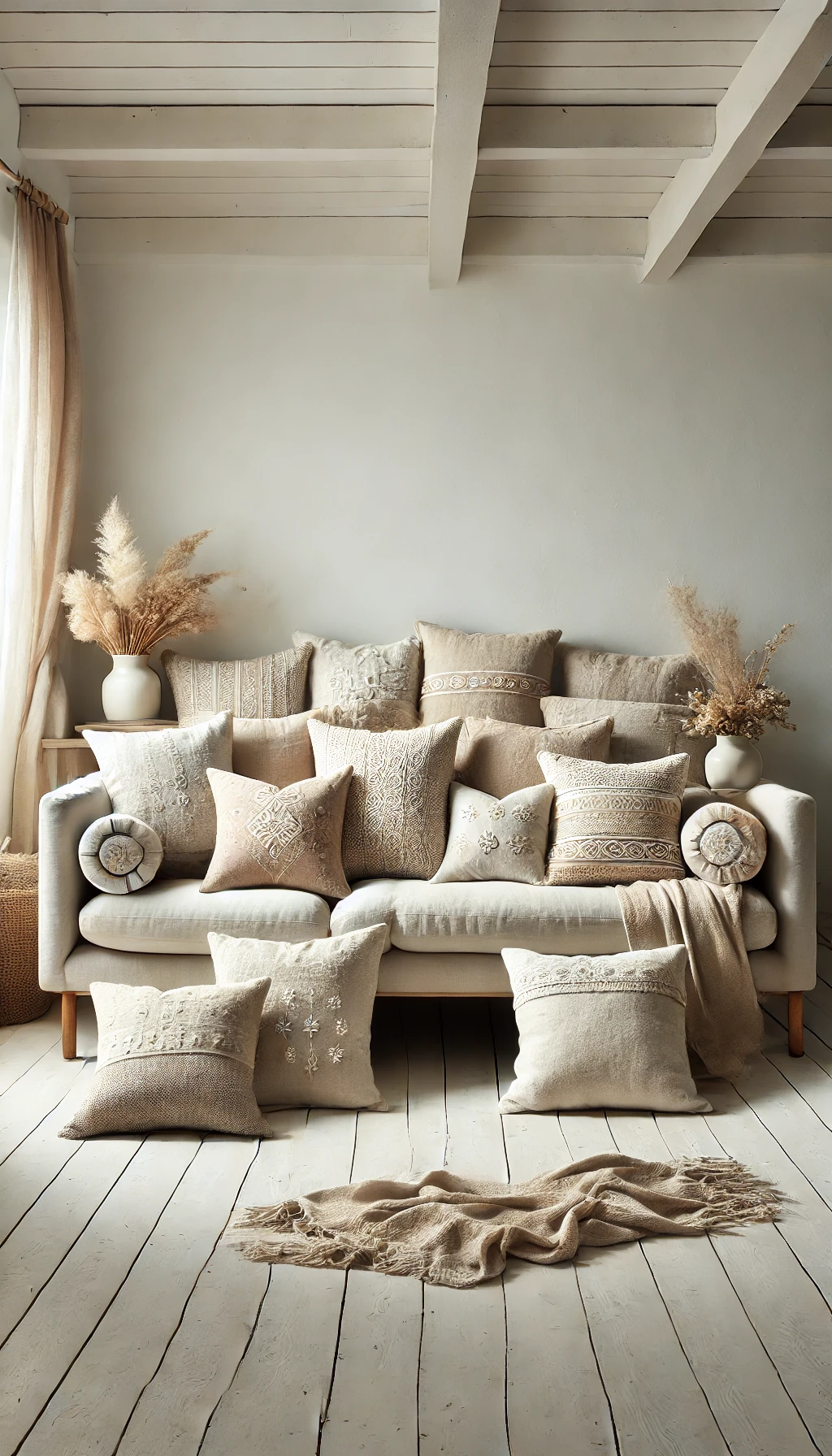 minimalistic living room with DIY pillow covers