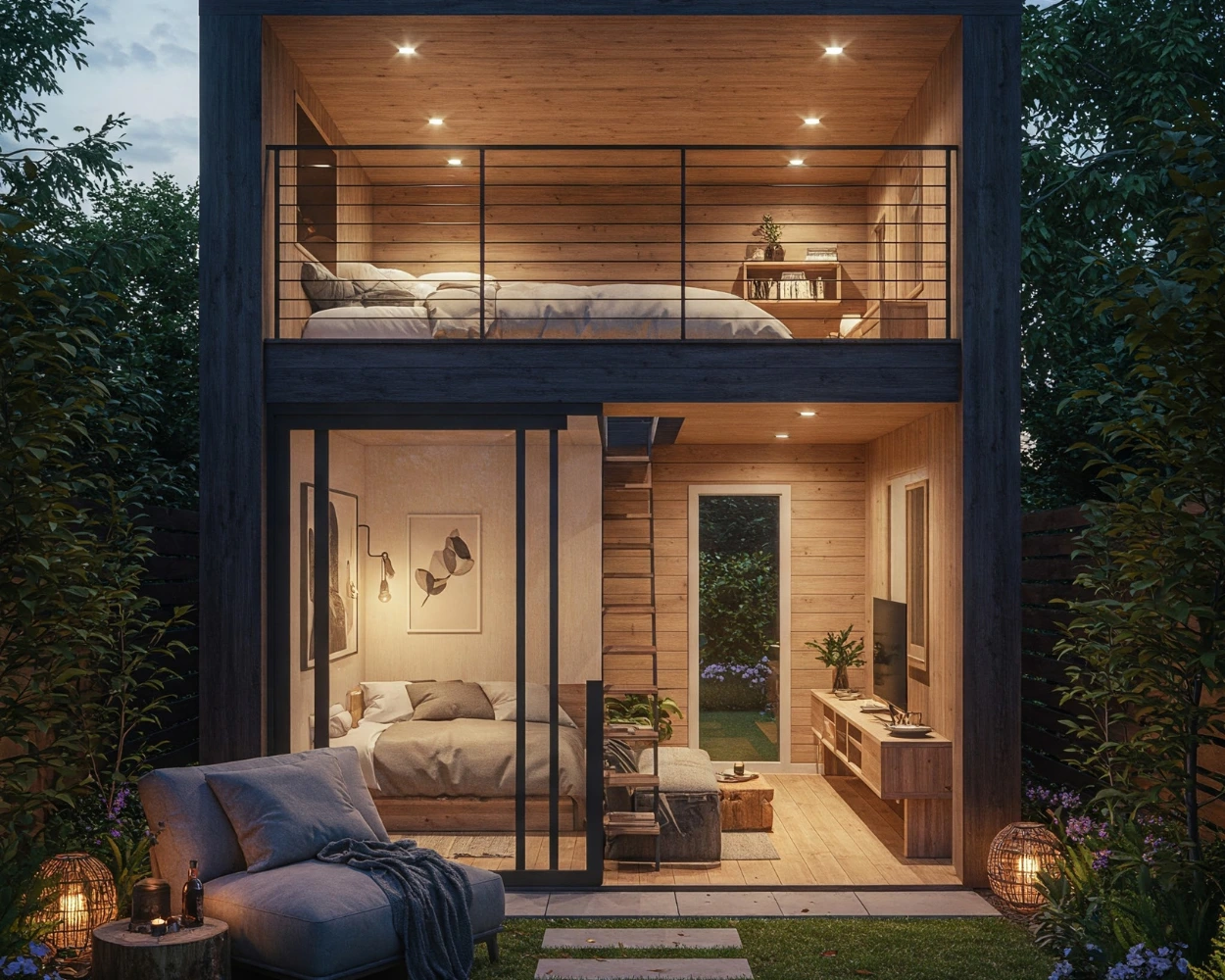 Backyard Guest Houses dengan Lay out Loft-Style Guest Houses
