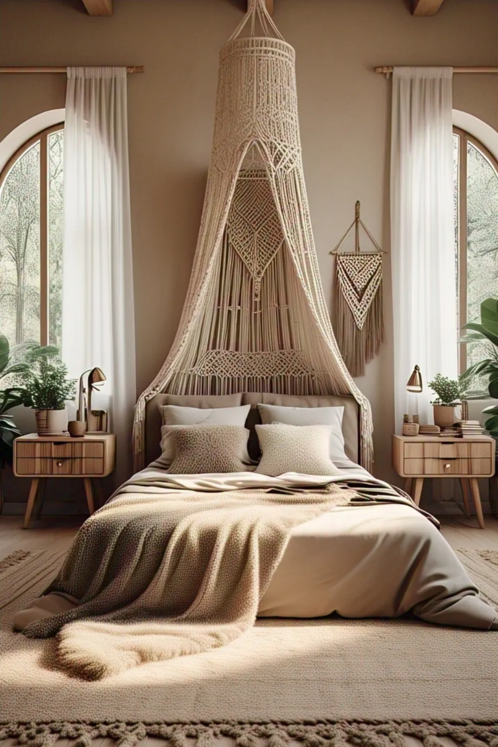 Earth-Toned Linen Canopy or Bed Curtains