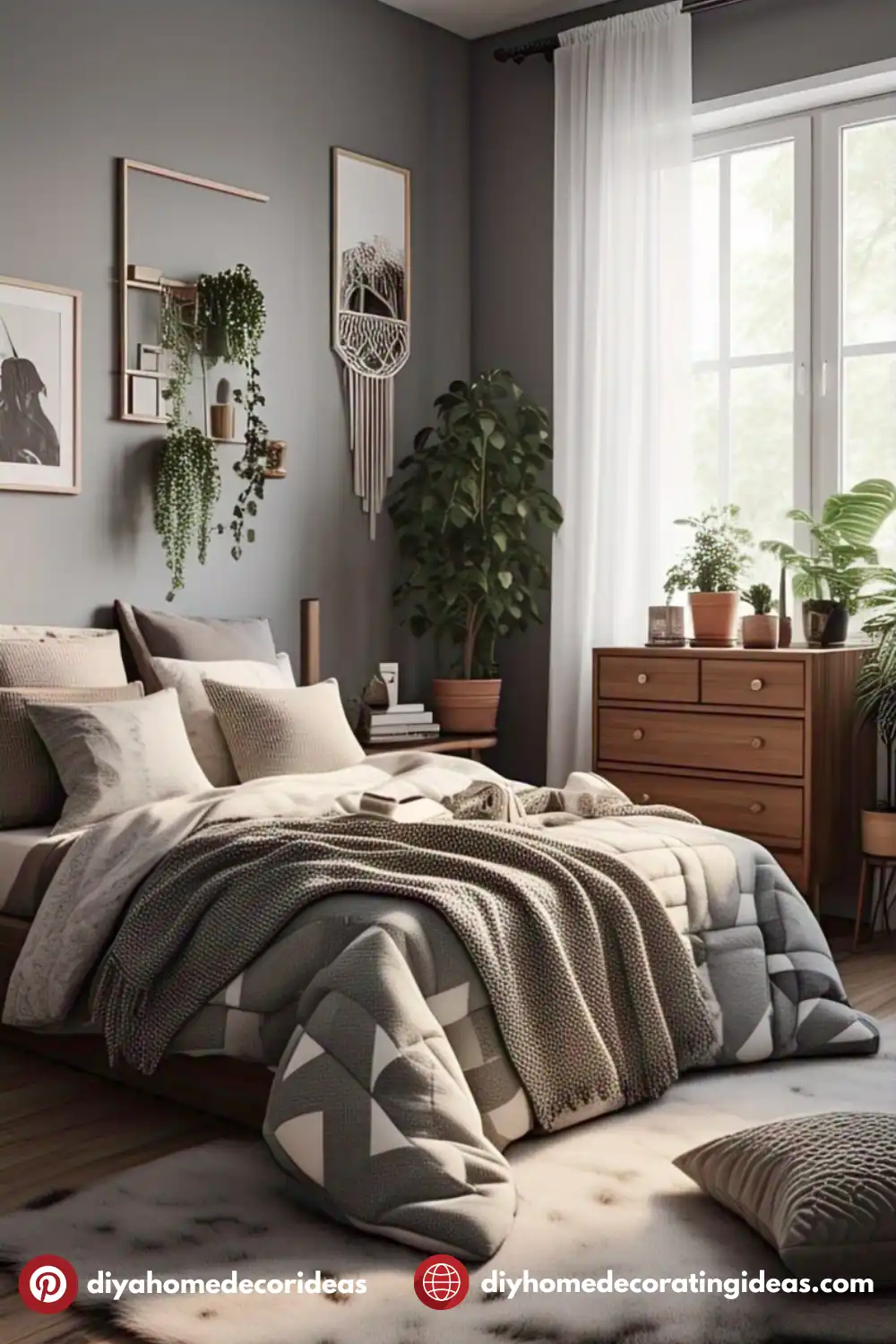 Cozy bedroom with plants and natural light