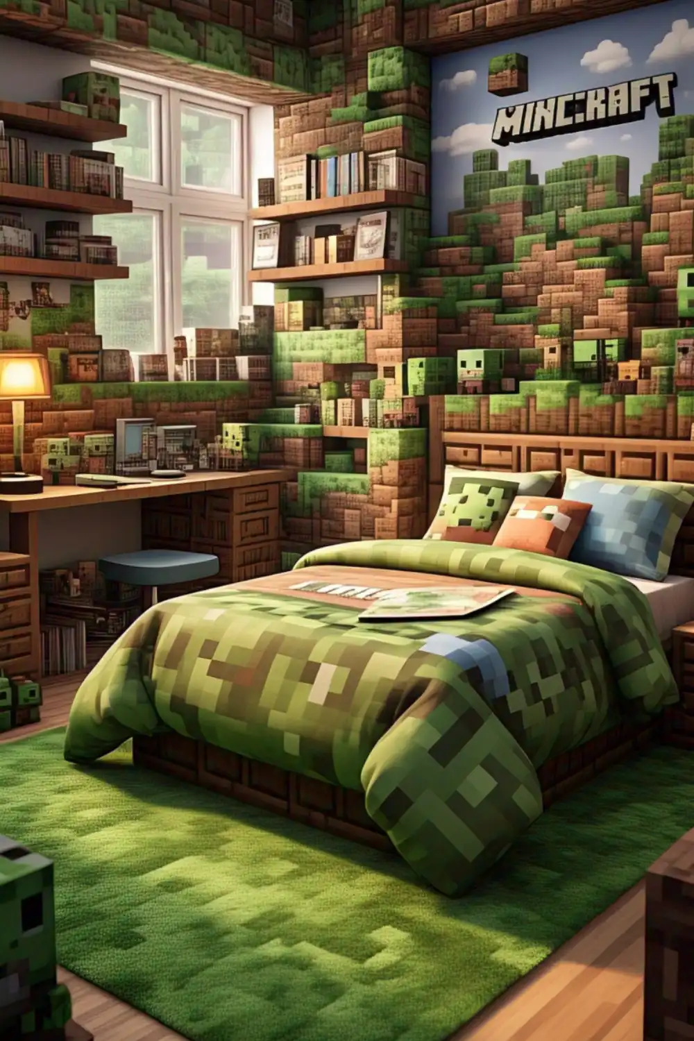 Minecraft Bedroom Ideas with Bedding and Textiles 1