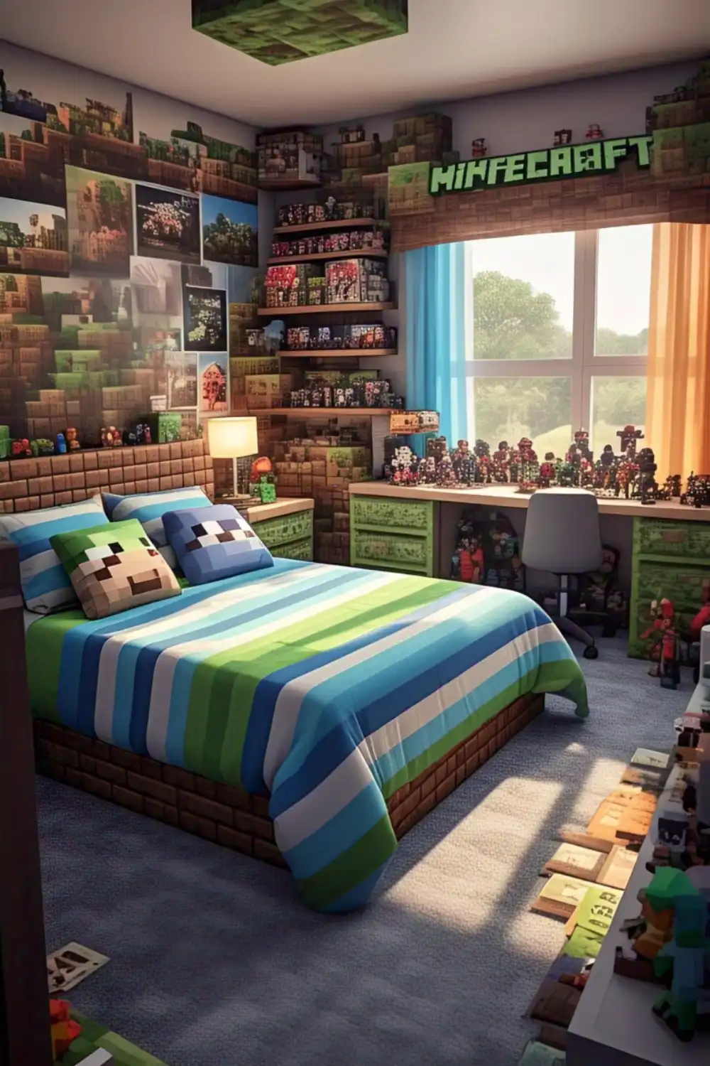 Minecraft Bedroom Ideas with Bedding and Textiles 2