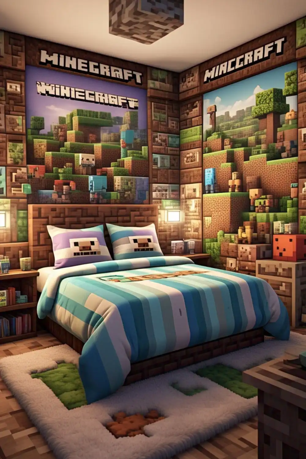 Minecraft Bedroom Ideas with Bedding and Textiles 3