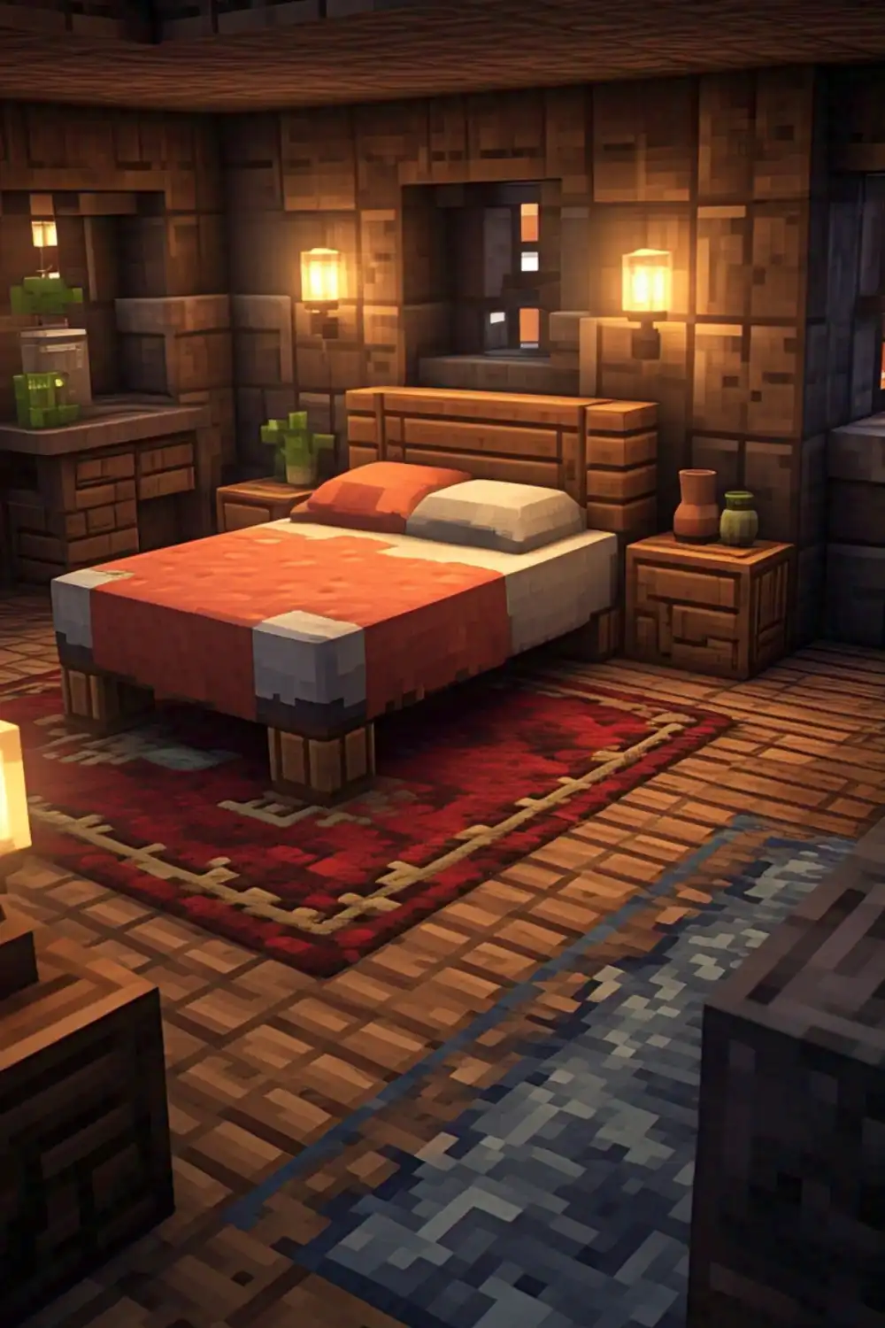Minecraft Bedroom Ideas with Floor and Rugs 1