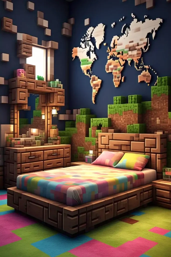 Minecraft Bedroom Ideas with Furniture That Fits the Theme 3