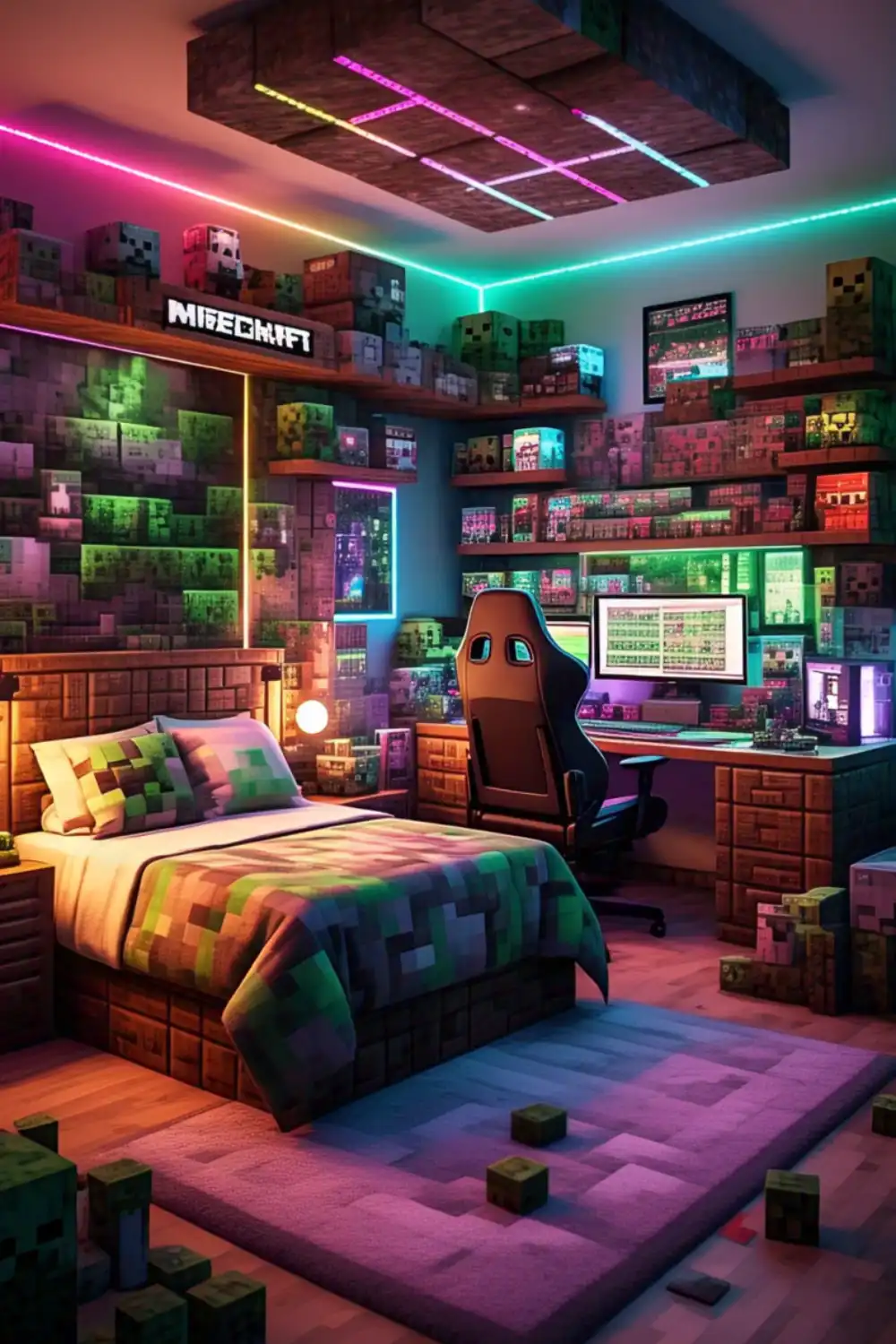 Minecraft Bedroom Ideas with Minecraft Tech Setup 1