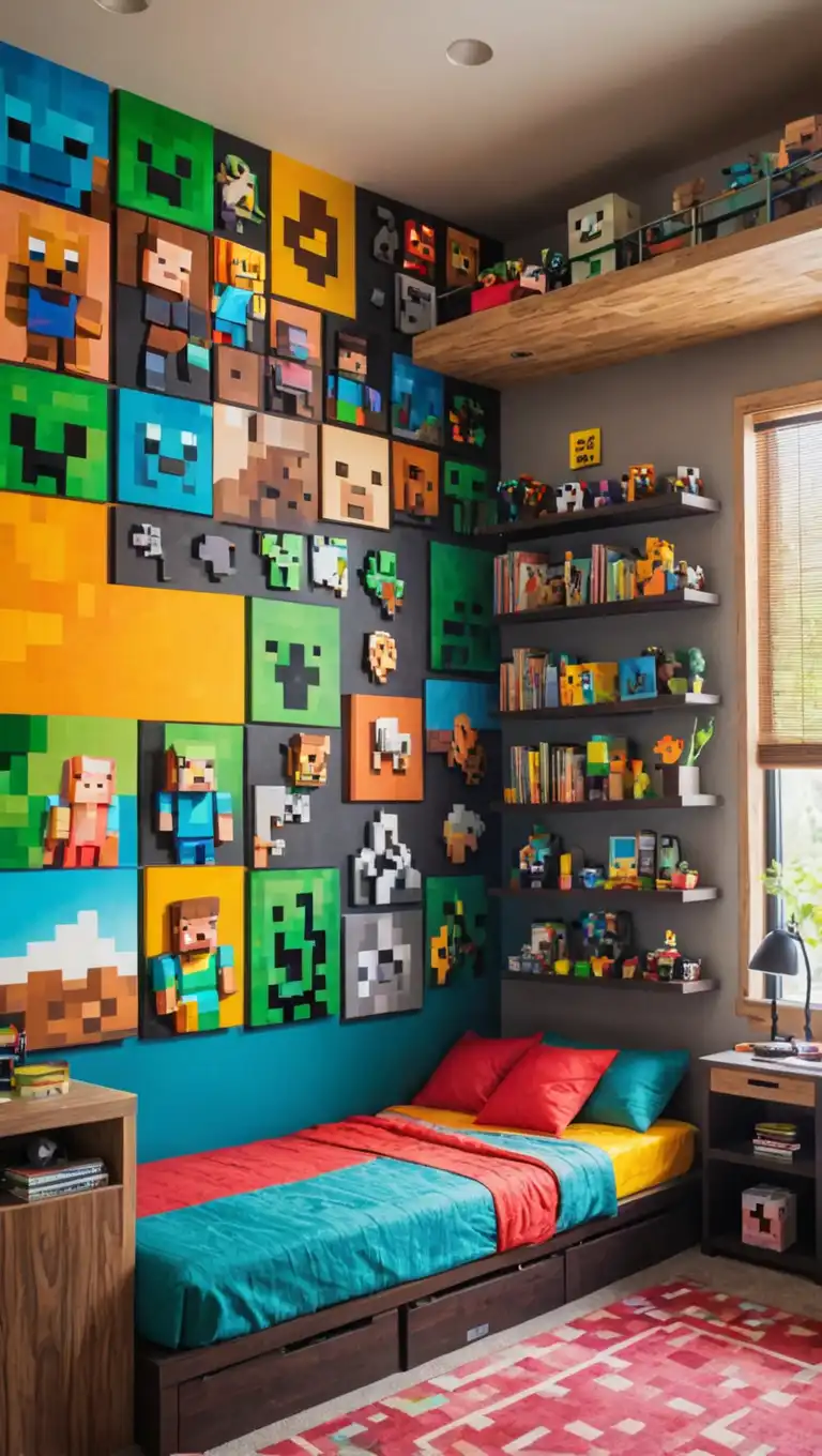Minecraft Bedroom Ideas with Minecraft Wall Art and Murals 1