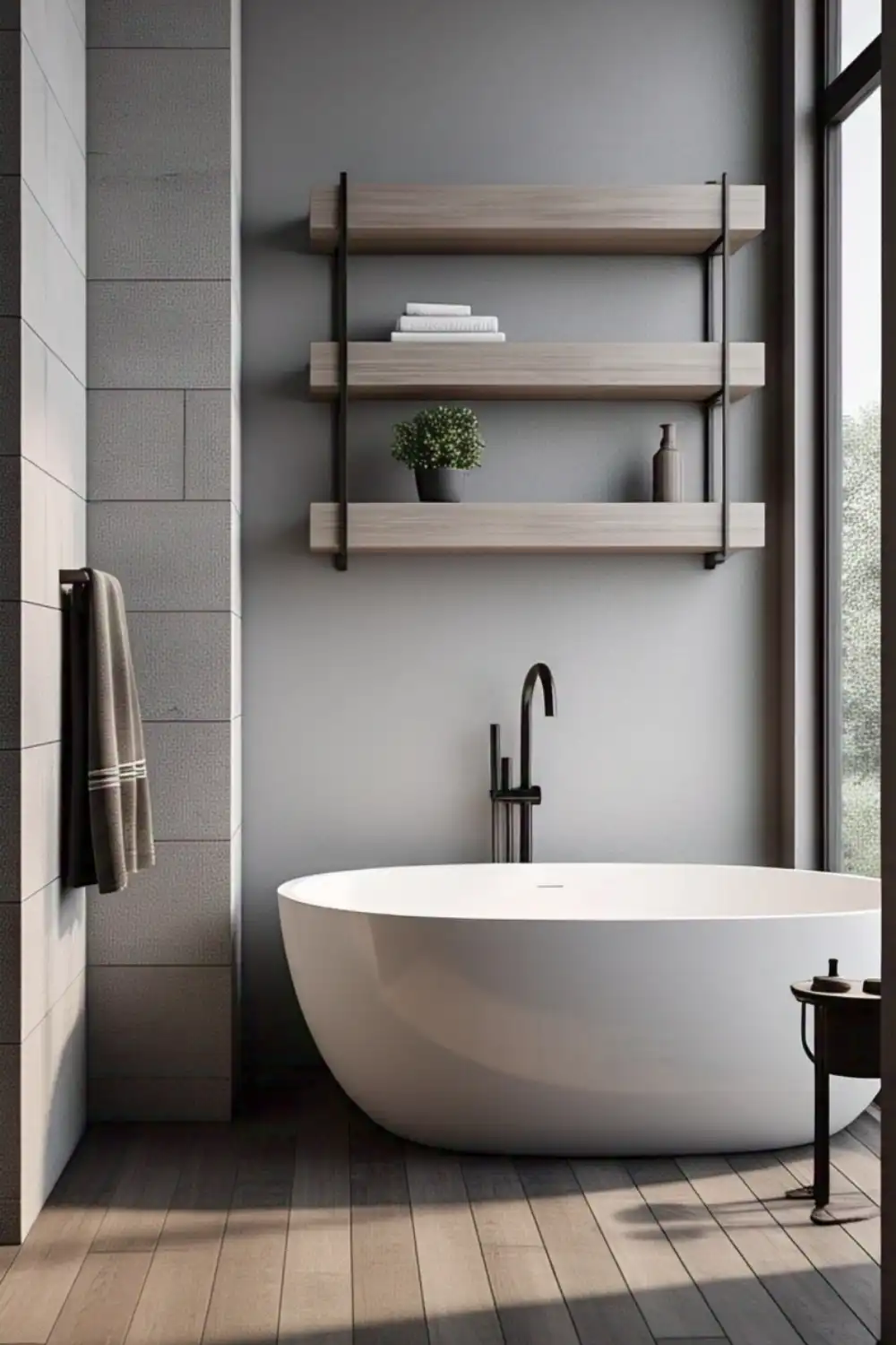 Minimalist Small Bathroom Ideas Floating Bathtub Shelves