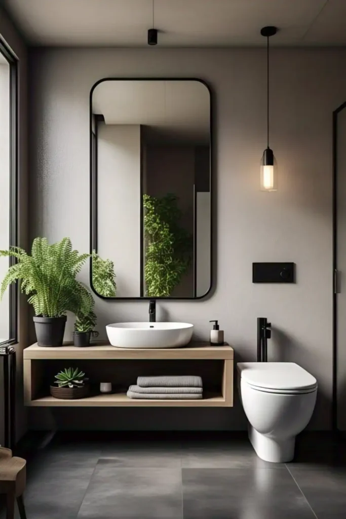 Minimalist Small Bathroom Ideas Greenery and Natural Elements