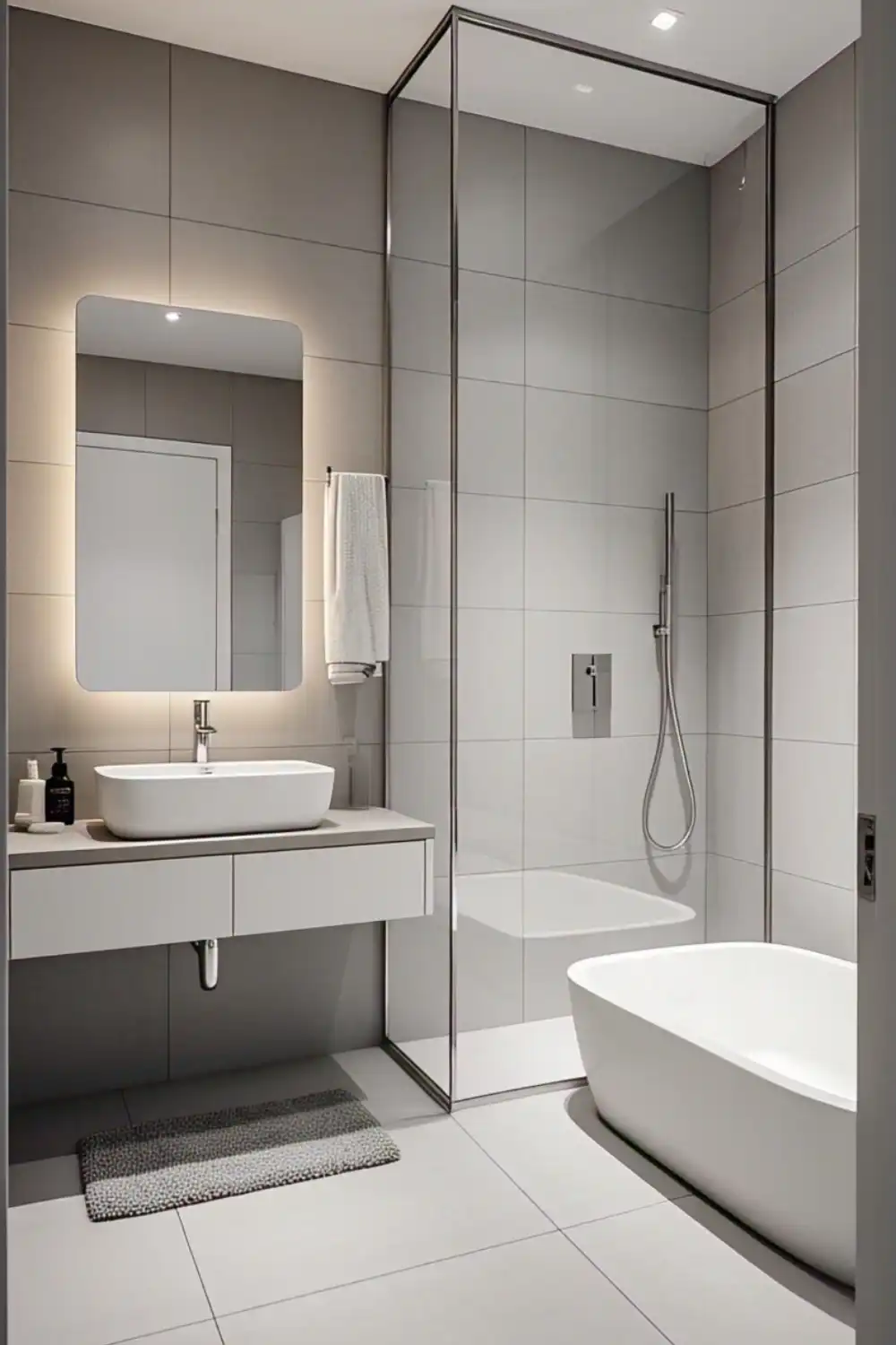Minimalist Small Bathroom Ideas Large Format Tiles