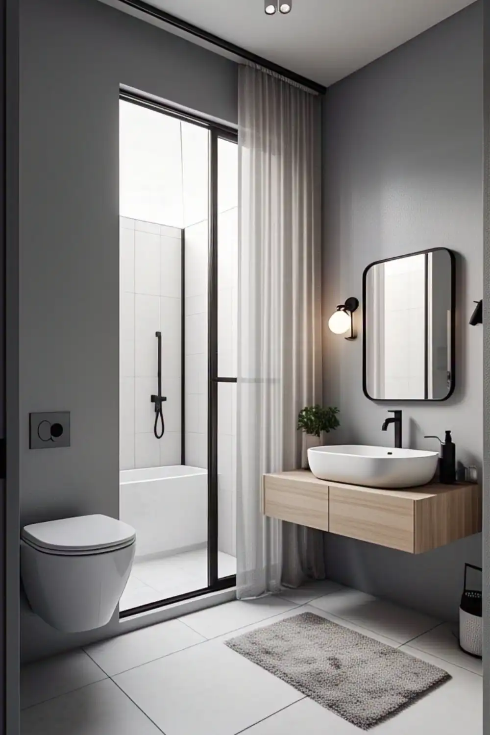 Minimalist Small Bathroom Ideas Pocket or Sliding Doors