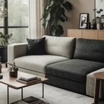 japandi dark grey sofa