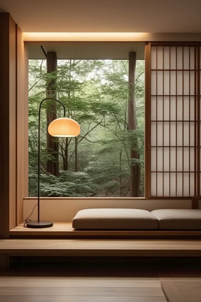 japandi interiors living room lighting