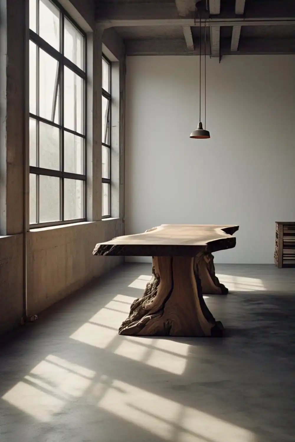 Wabi Sabi Table Sunlit room with rustic wooden table