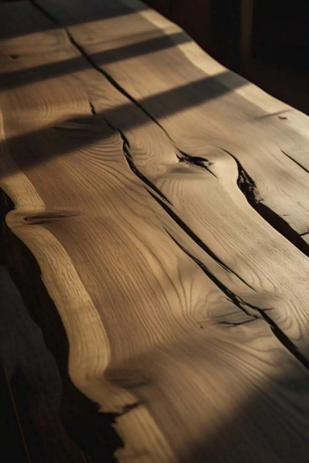 Wabi Sabi Close-up of sunlit wooden table texture