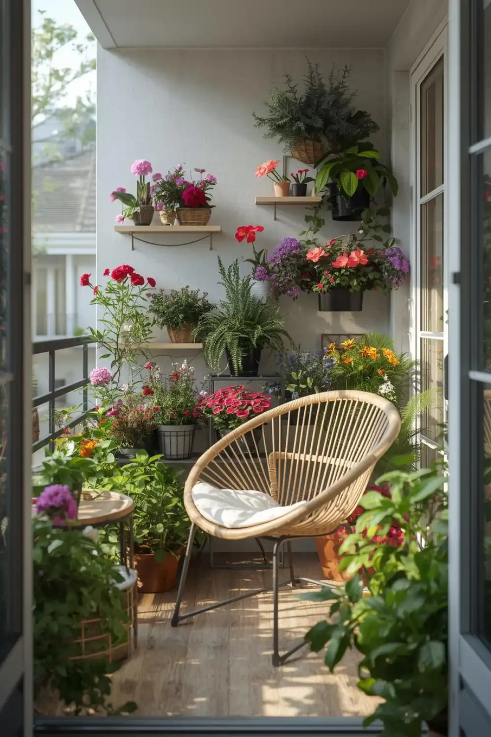 Cozy balcony with plants and chair
