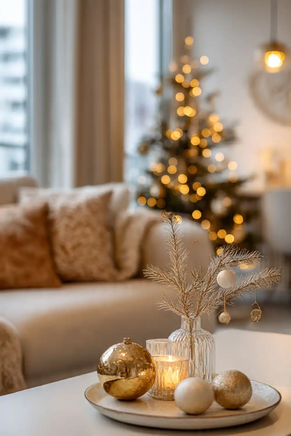Cozy living room with Christmas decorations